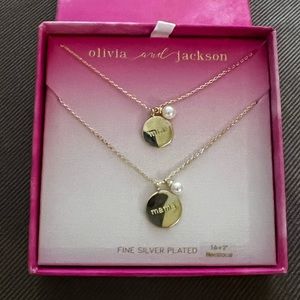 Olivia and Jackson fine silver plated mama and mini necklace set.